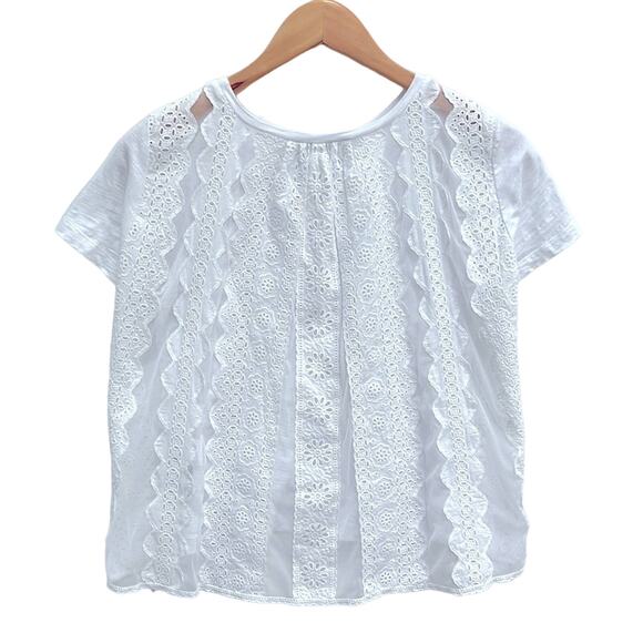 Sea Luna Eyelet Lace Back Combo Tee Top Size XS - Picture 1 of 10